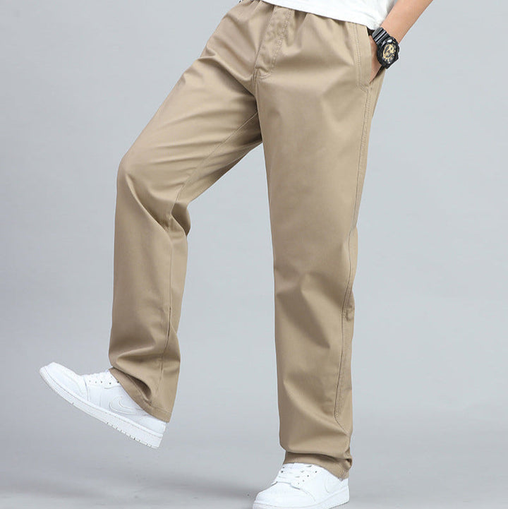 Men's Straight-Leg Trousers with Elastic Waistband and Side Pockets