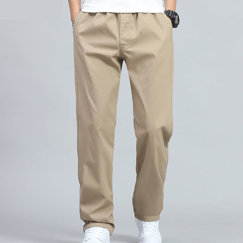 Men's Straight-Leg Trousers with Elastic Waistband and Side Pockets