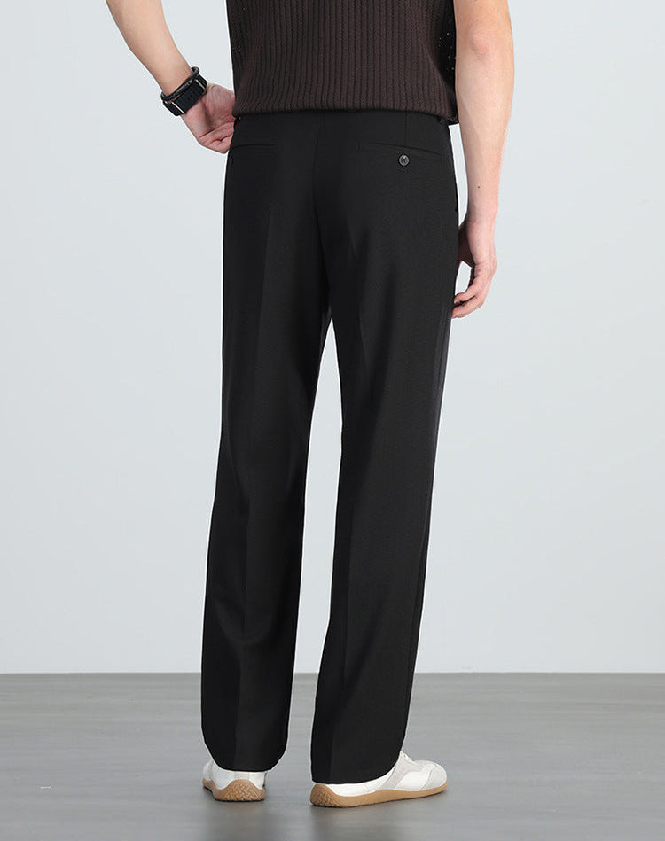 Men's Straight Leg Trousers with Flat Front and Side Pockets