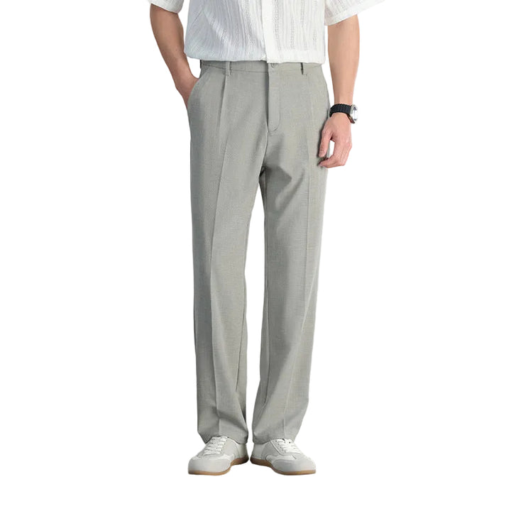 Men's Straight Leg Trousers with Flat Front and Side Pockets