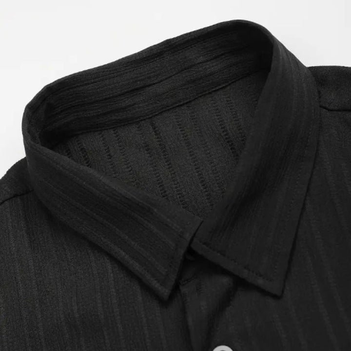 Men's Two-Piece Short-Sleeve Shirt and Trousers Set with Drawstring Waist