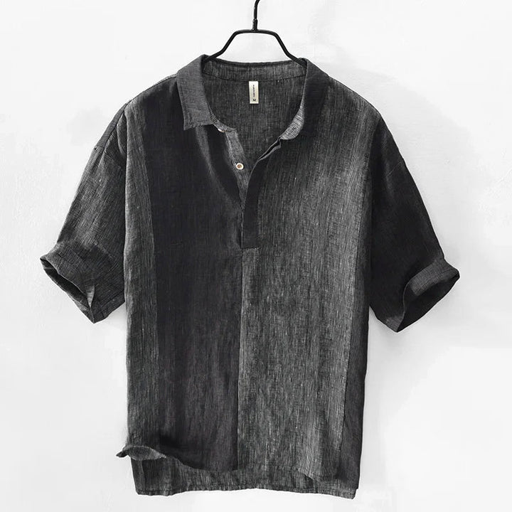 Men's Two-Tone Colour Block Short Sleeve Polo Shirt with Partial Button Neckline and Spread Collar