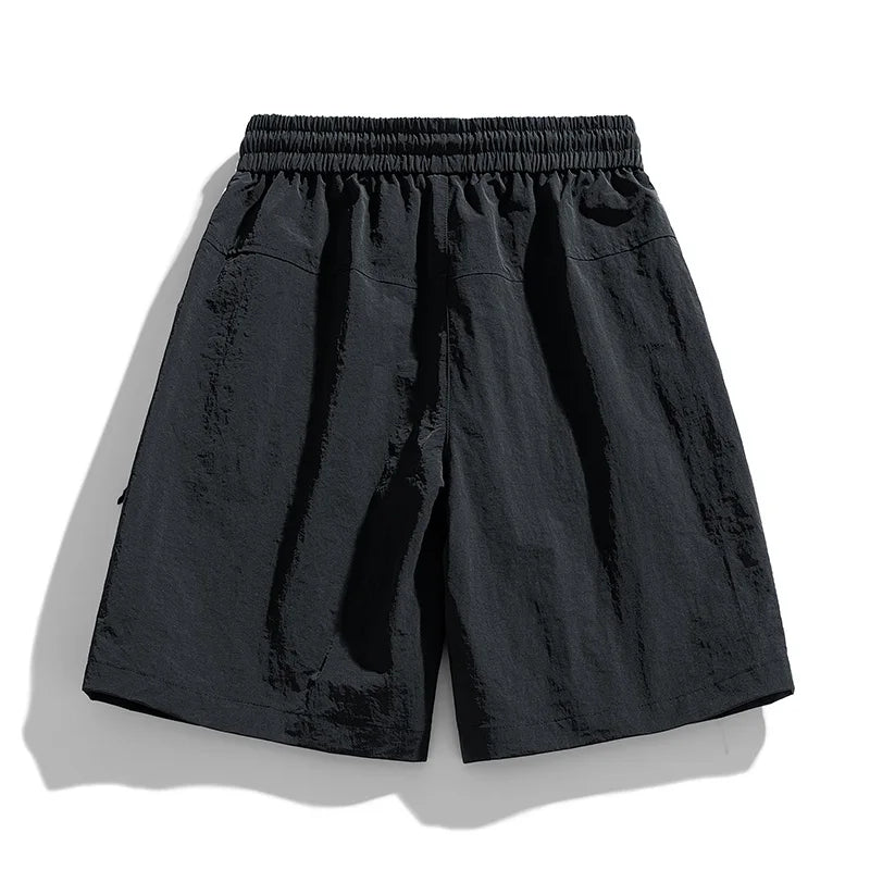 Men's Two-Tone Shorts with Zip Side Pockets and Elastic Drawstring Waist