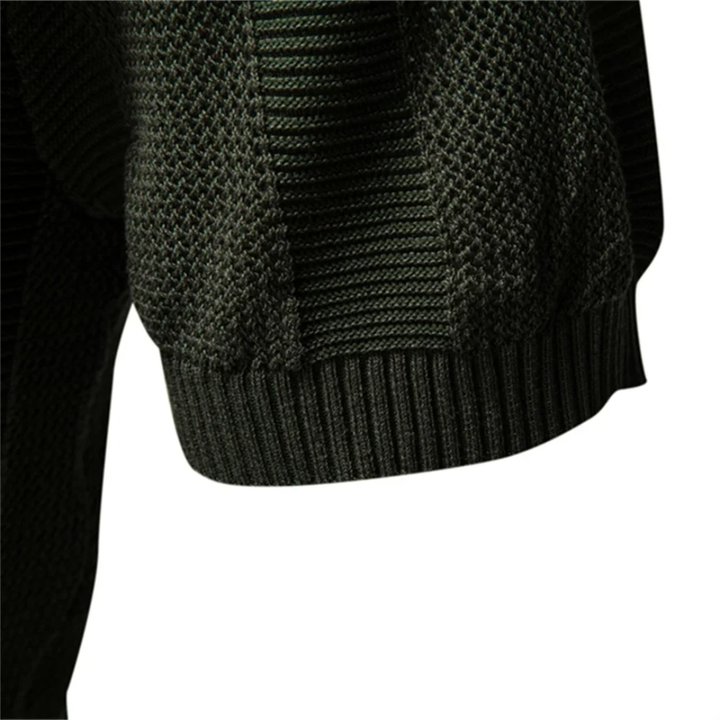 Men's Vertical Knit Polo Shirt with Open V-Neckline and Ribbed Cuffs