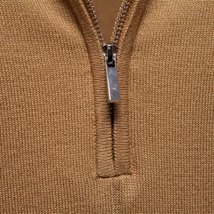 Men's Vertical Panel Short-Sleeve Polo Shirt with Quarter Zip Closure and Contrast Tipped Cuffs