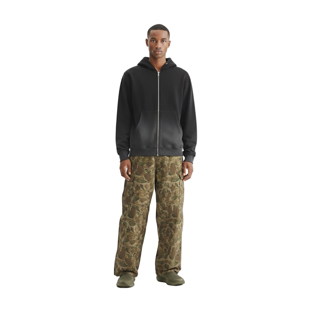 Men's Wide-Leg Elastic Waist Camouflage Cargo Trousers with Drawstring Hem