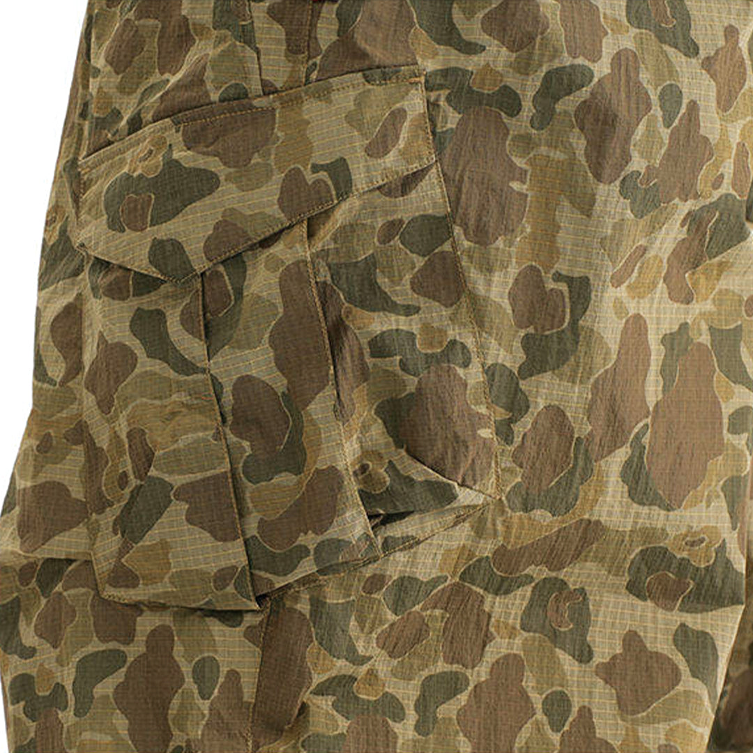 Men's Wide-Leg Elastic Waist Camouflage Cargo Trousers with Drawstring Hem