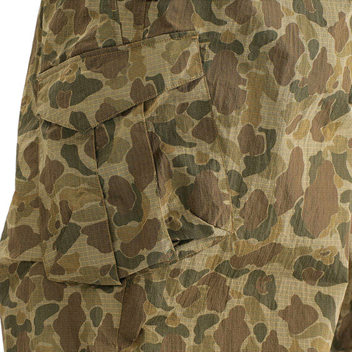 Men's Wide-Leg Elastic Waist Camouflage Cargo Trousers with Drawstring Hem