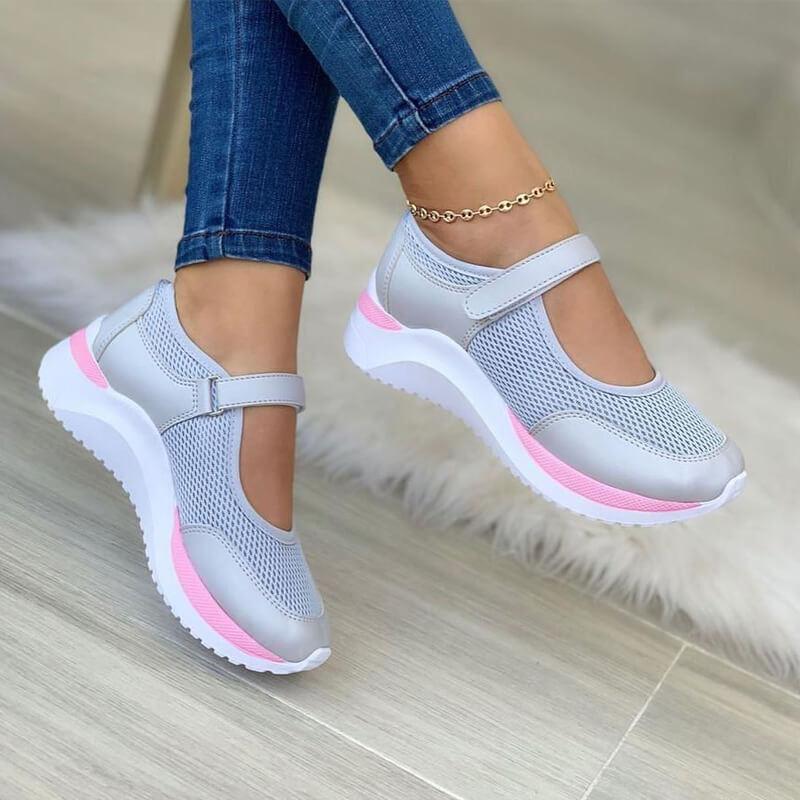 Estella | Women's Sneakers Mary Jane Strap Knit Upper Cushioned Sole Everyday Casual Sneakers