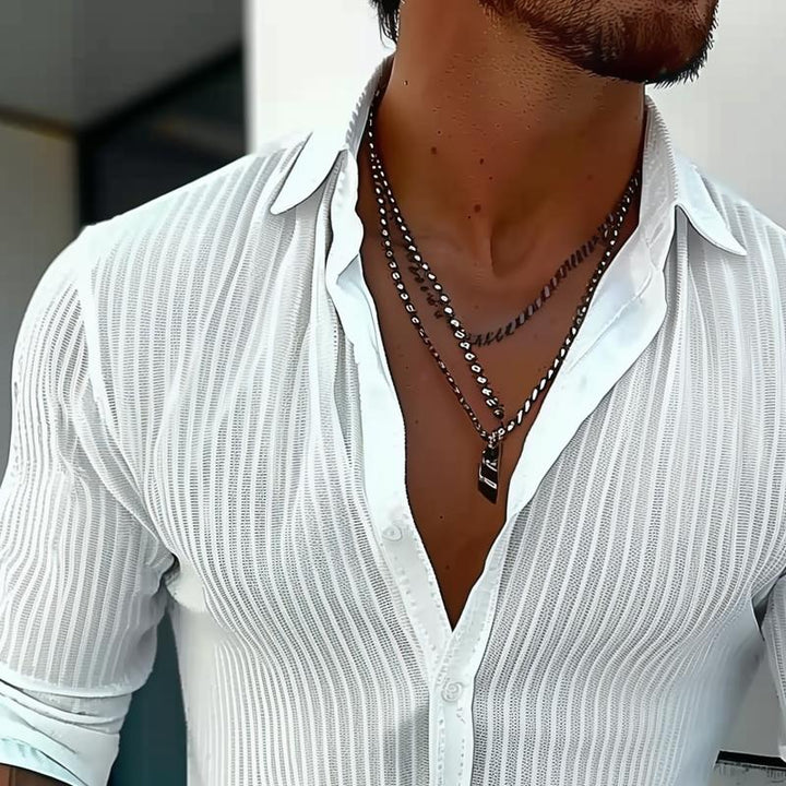 Gideon | Striped Tiered Collared Summer Shirt