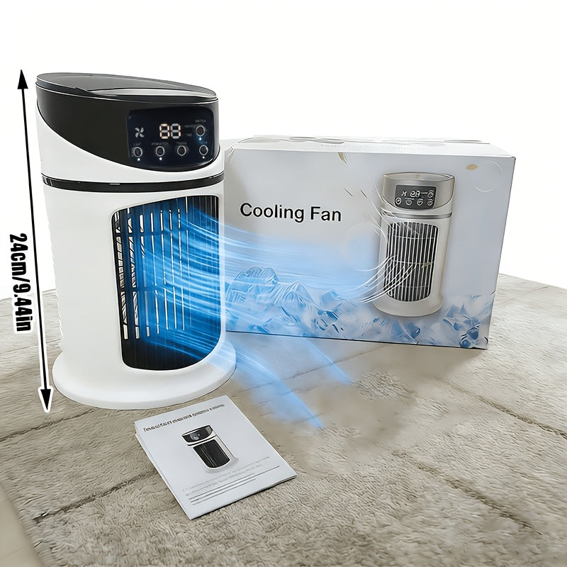Portable 4-in-1 Mist Cooling Fan with LED Light