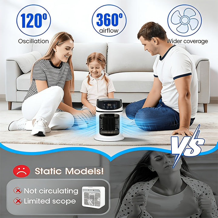Portable 4-in-1 Mist Cooling Fan with LED Light