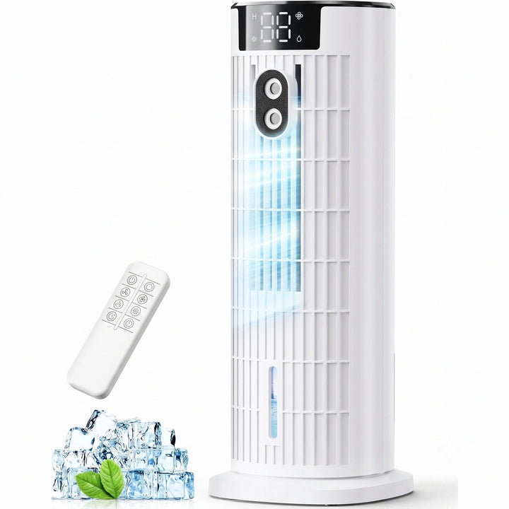 Portable Air Cooler Tower Fan with Remote, 4-in-1 Evaporative Cooler