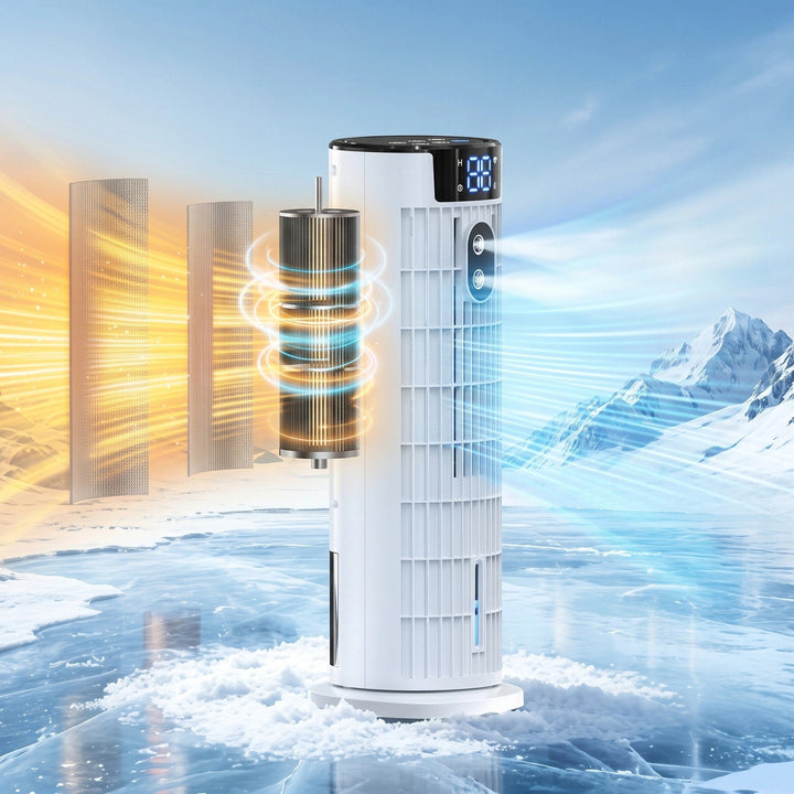 Portable Air Cooler Tower Fan with Remote, 4-in-1 Evaporative Cooler