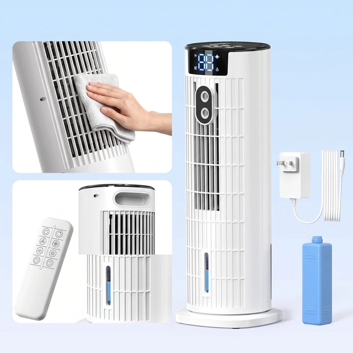 Portable Air Cooler Tower Fan with Remote, 4-in-1 Evaporative Cooler