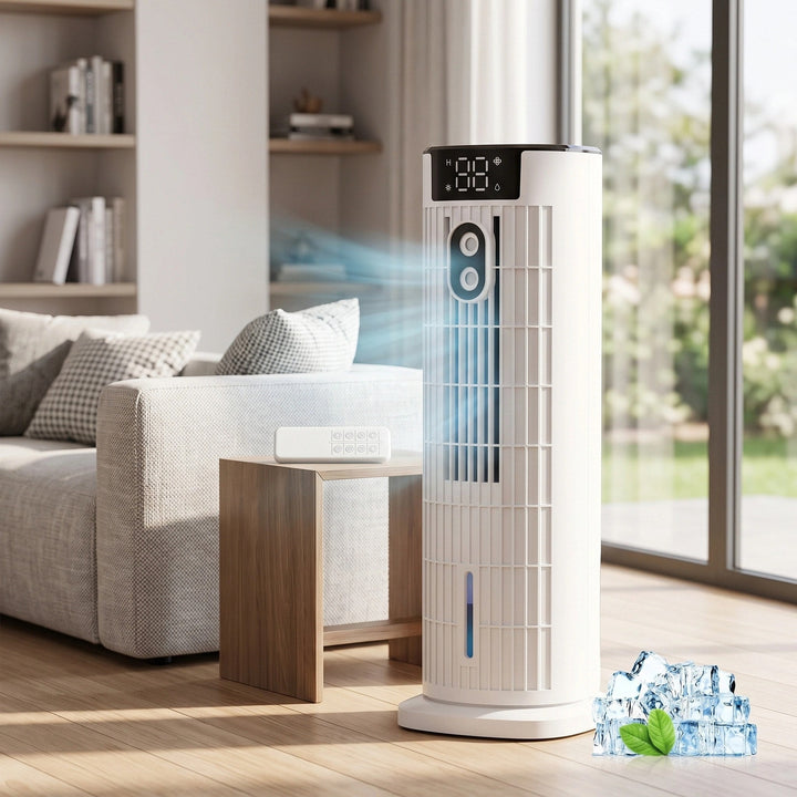 Portable Air Cooler Tower Fan with Remote, 4-in-1 Evaporative Cooler