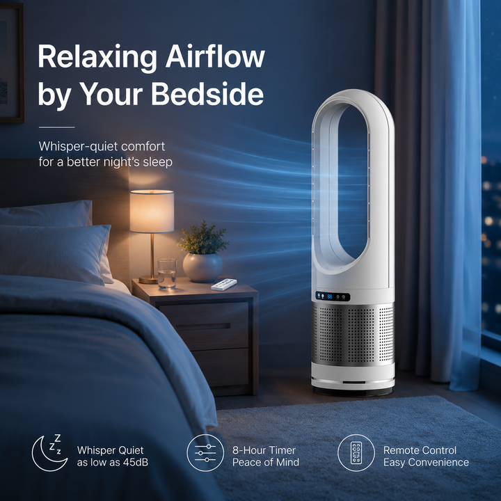 Portable Bladeless Tower Fan for Home & Office