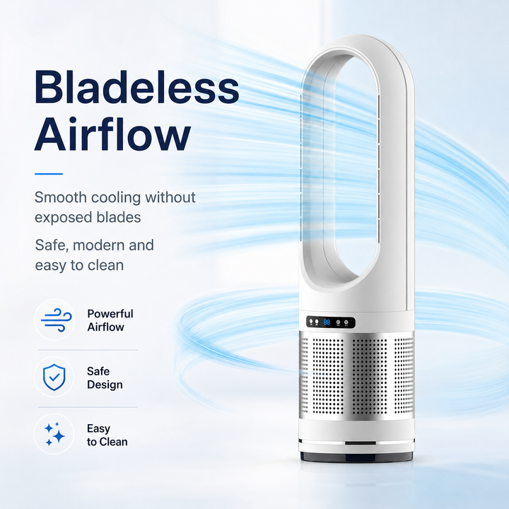 Portable Bladeless Tower Fan for Home & Office
