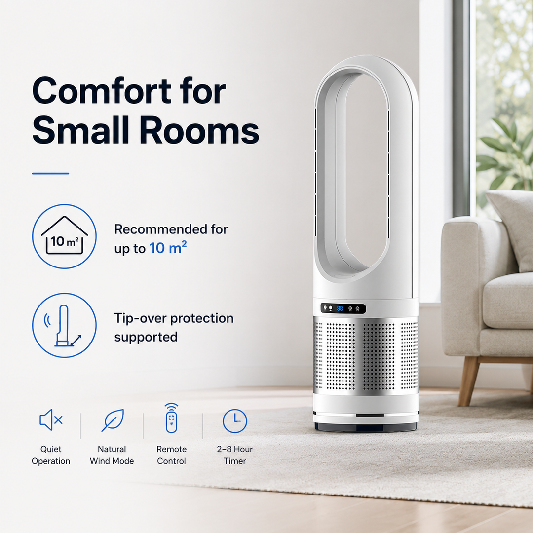 Portable Bladeless Tower Fan for Home & Office