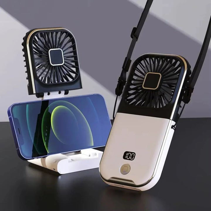 Unisex Portable Handheld Fan with USB-C, LED Display & 3 Wind Modes