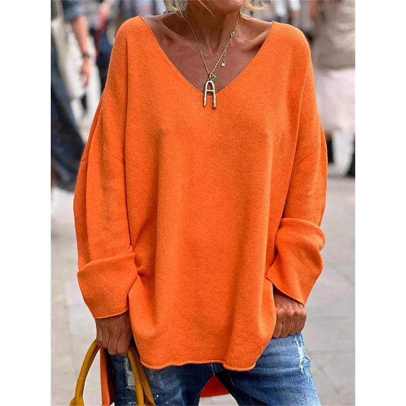 Willow | Women's Pullover V-Neck Oversized Side Split Everyday Casual Top