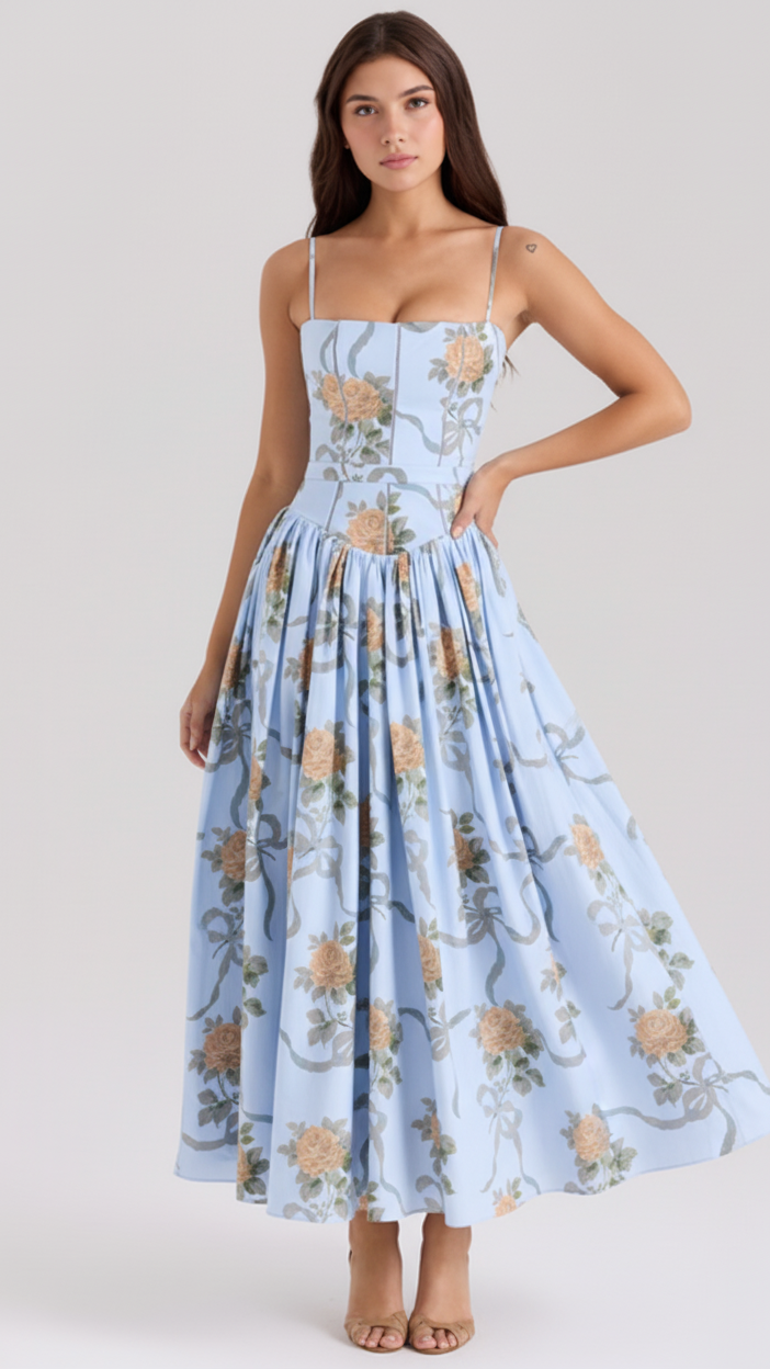 Blue with Floral / L