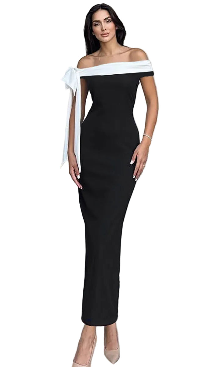 Women's Off-Shoulder Sleeveless Maxi Dress with Shoulder Bow