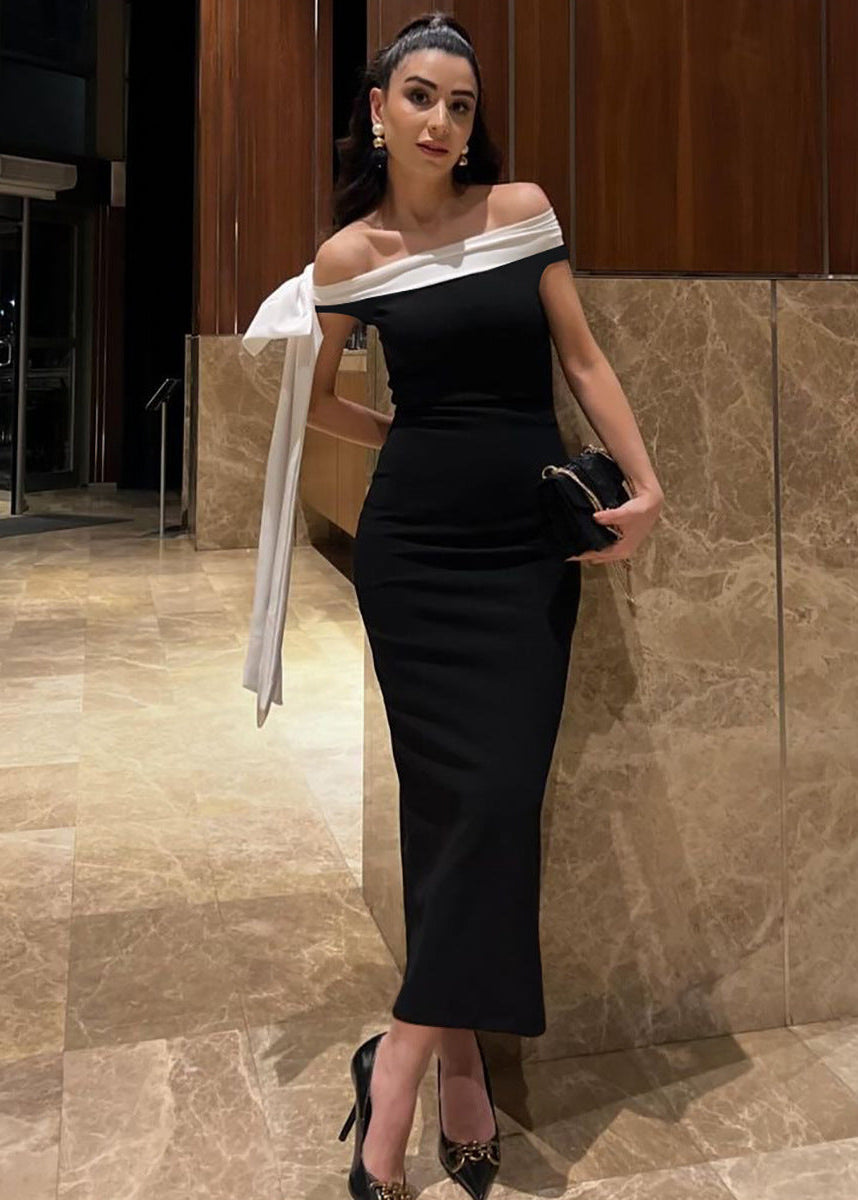 Women's Off-Shoulder Sleeveless Maxi Dress with Shoulder Bow