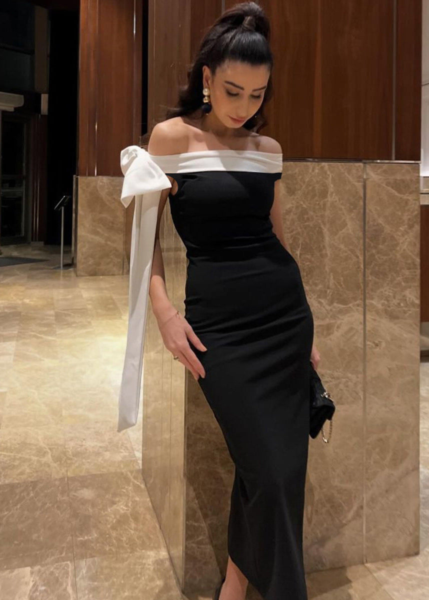 Women's Off-Shoulder Sleeveless Maxi Dress with Shoulder Bow