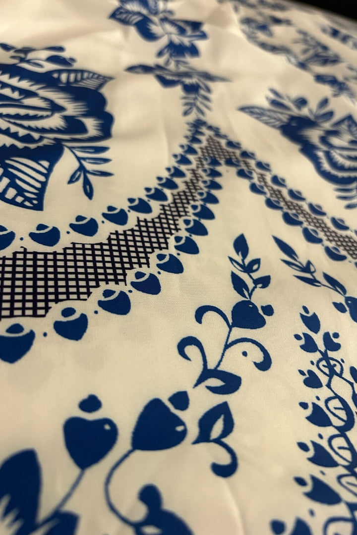 Women's Square Neckline Spaghetti Strap Maxi Dress with Blue Floral Print and Smocked Back