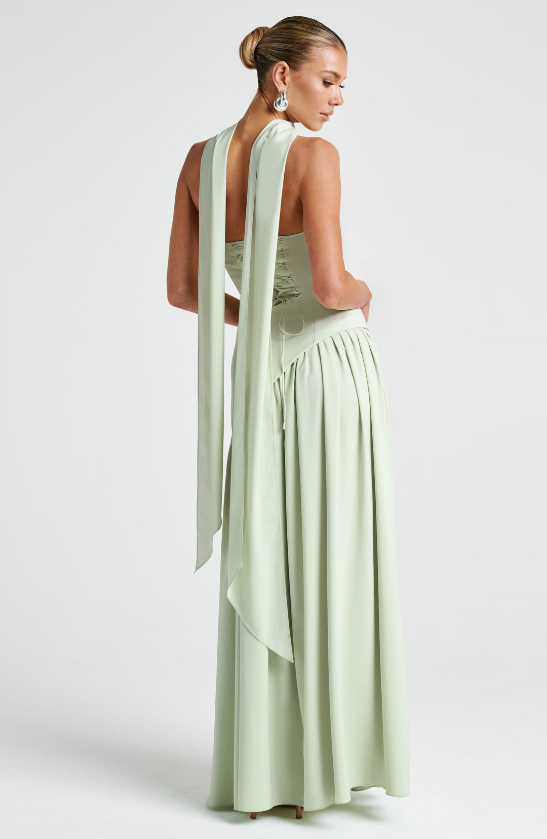Women's Strapless Maxi Dress with Asymmetric Bodice and Front Slit