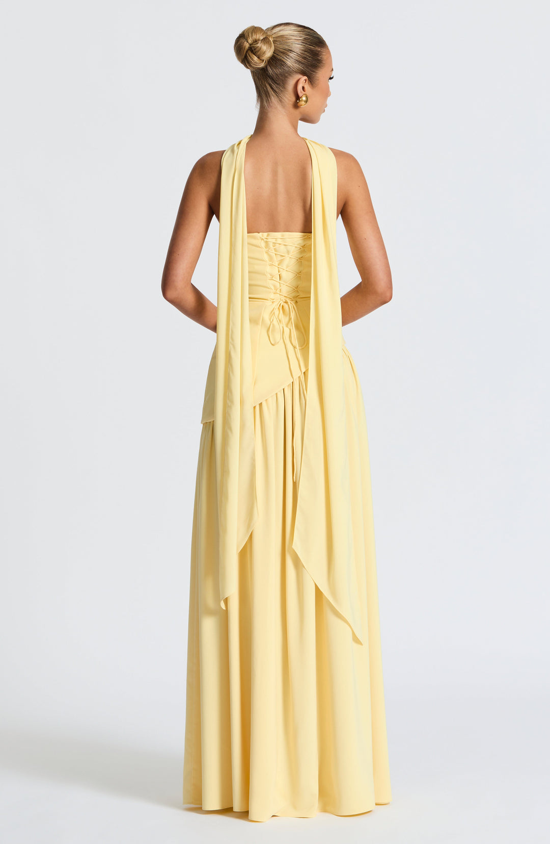 Women's Strapless Maxi Dress with Asymmetric Bodice and Front Slit